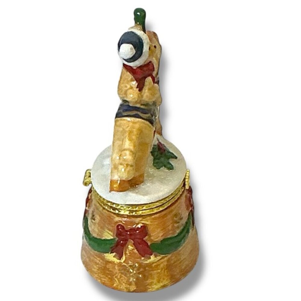 Vintage Hand Painted Trinket Box Hinged Christmas Santa Bear Carousel Horse 1990 - Picture 8 of 16